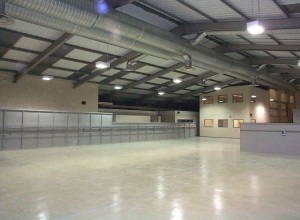 Production area with steel partitioning and jumbo stud fire separation wall