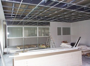 Suspended ceilings and maars styleline partitioning under construction