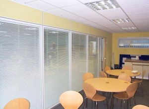 Canteen with full height double-glazed windows with integral blinds