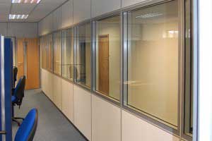 Office partitioning with glazed units